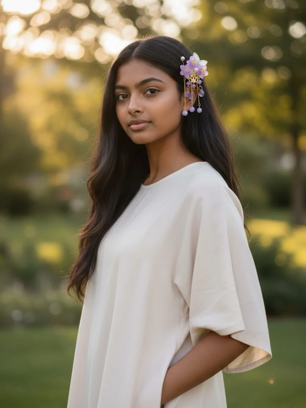 Y2K Floral Hairpin/ Barrettes Set with Gold Accents